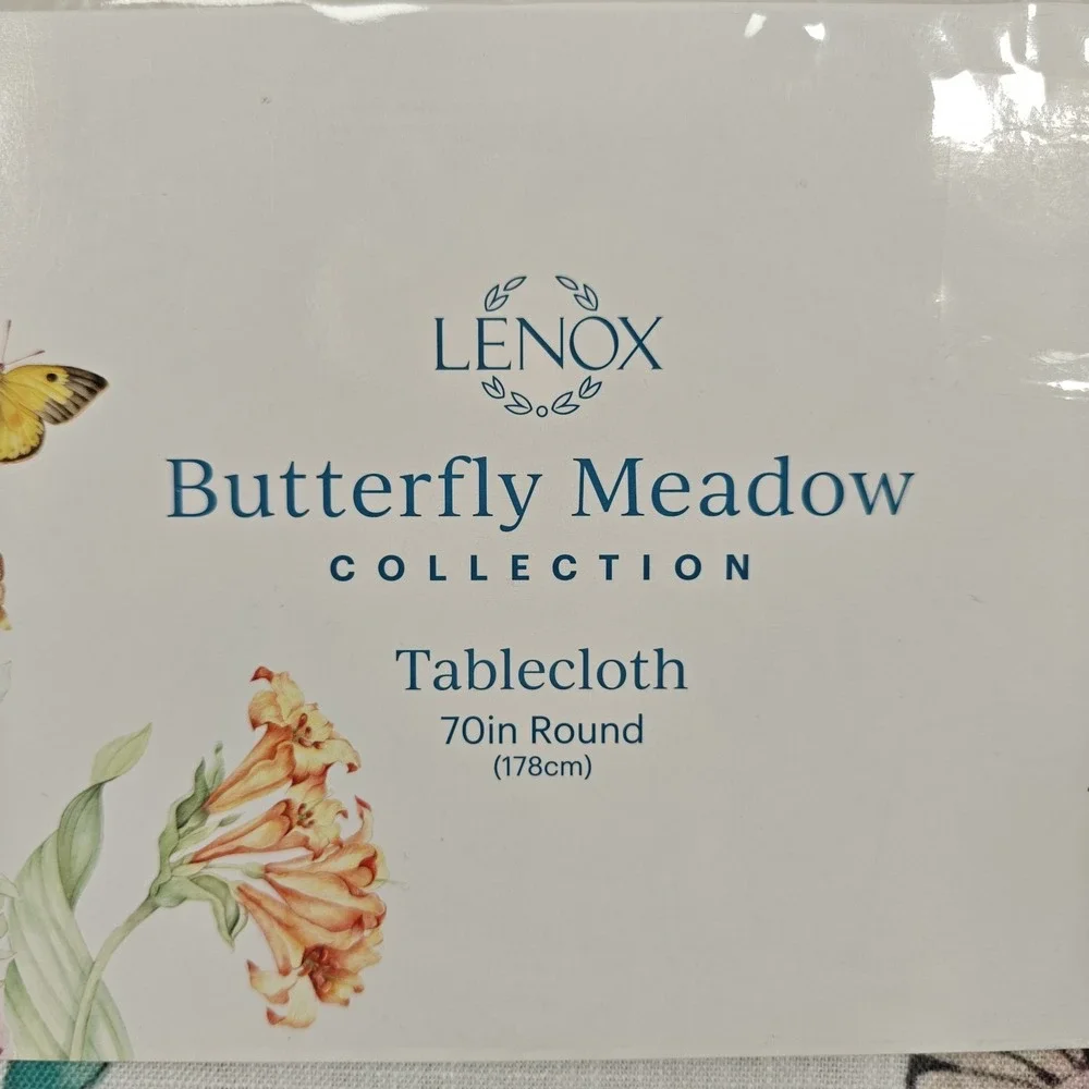 Lenox Butterfly Meadow Floral Tablecloth White 70
